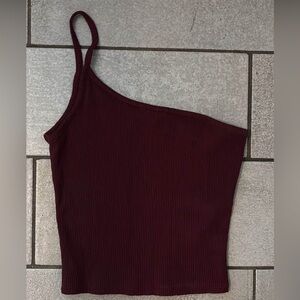 One-Shoulder in Deep Burgundy Crop Top
